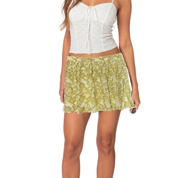 Abercrombie & Fitch Dresses & Skirts - New Tatum Shine Mini Skirt Gold Metallic Floral Print Abercrombie & Fitch Small